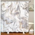 thumbnail image 2 of Brown Marble Ink Pattern Shower Curtain Luxurious Blue Home Bath Decor Polyester Fabric Waterproof Set with Hooks Can Skin Wall Design for a Sophisticated and Elegant Bathroom Makeover (72"x72), 2 of 6
