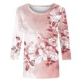 thumbnail image 4 of Birdeem Blouse pour Femmes T-Shirt Imprimé Mode Manches 3/4 Blouse Col Rond Hauts Décontractés, 4 of 12