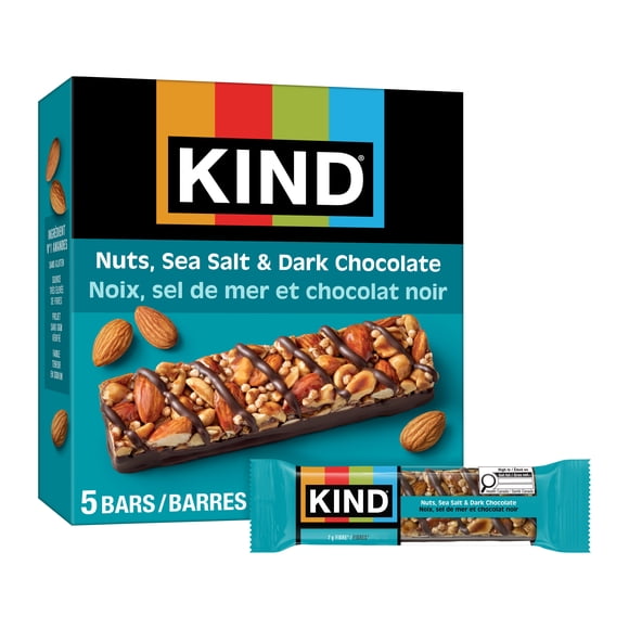 KIND Nuts Sea Salt & Dark Chocolate Bars, 40g, 5 Bars