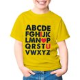 thumbnail image 4 of T-shirts Filles Été Imprimé Lettre Col Rond Manches Courtes T-Shirt Décontracté Hauts Filles Jaune 6-7 Ans, 4 of 4