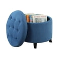 thumbnail image 3 of Designs4Comfort Pouf Rond en Velours Côtelé Bleu Pâle avec Pattes en Bois, 3 of 5