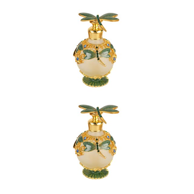 Dalazy Eco-friendly Dragonfly Decorative Glass Perfume Bottle Sturdy And Durable Gifts Refillable green 2Set