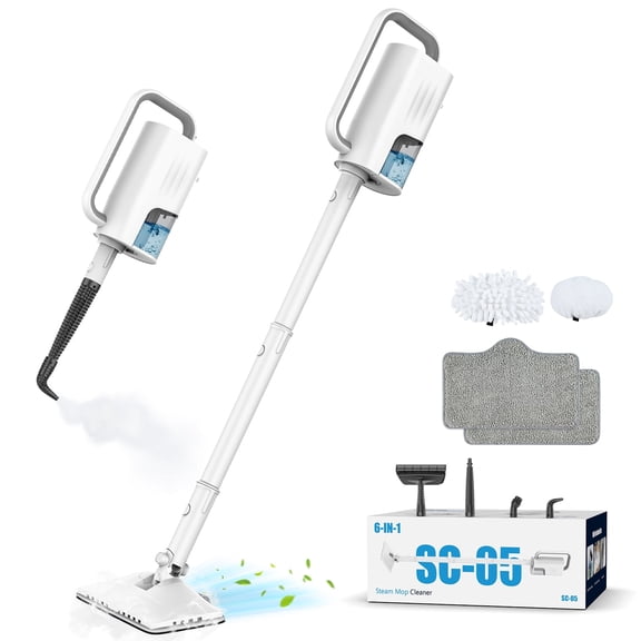Vadrouille à Vapeur ONSON Remise à Neuf, Vadrouille à Vapeur Portative 6-en-1 Détachable avec 2 Tampons en Microfibre pour Plancher Dur, Tapis