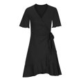 thumbnail image 5 of SMihono Robe d'Été Bohème pour Femmes Grande Taille Mode Décontractée Printemps et Été Fendue Col en V Manches Courtes, 5 of 5