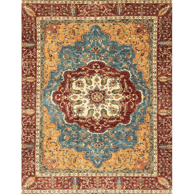 Ahgly Tapis d'Intérieur Rectangulaire Abstrait Marron Rouge, 4 Pieds x 6 Pieds