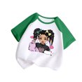 thumbnail image 1 of GDREDA Vêtements Fille Enfant Bébé Filles Mignon Col Rond Manches Courtes Imprimé Manches Raglan Tee Été Décontracté T-Shirt T-Shirts Fille Vert,11-12 Ans, 1 of 3