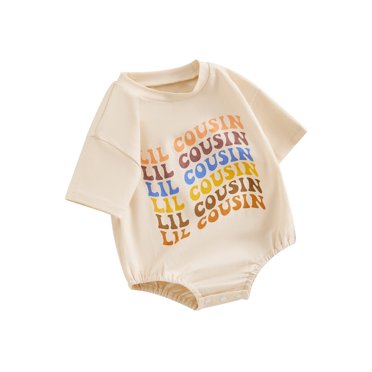 EYIIYE Barboteuse d'Été pour Bébés Filles Garçons Nouveau-Né Abricot Manches Courtes Combinaison Col Rond Imprimé Lettre Body Enfant Vêtements Décontractés Quotidiens
