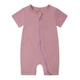 thumbnail image 1 of AherBiu Unisex Baby Clothes Short Sleeve Zip up Newborn Onesie Summer Crewneck Solid Color Rompers Outfits, 1 of 2