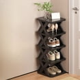 thumbnail image 4 of Maplenight 5-Tier Shoe Rack Plastic, No-Tools Storage Tower, Dorm, Entryway, Office, Space-Saver Sneaker Shelf Black, 4 of 6