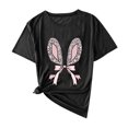 thumbnail image 1 of Plebaso T-Shirts Graphiques de Pâques pour Femmes à Manches Courtes, T-Shirts Imprimés pour Femmes, Décontractés, Amples, d'Extérieur, Hauts Basiques, 1 of 4