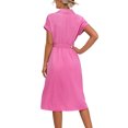 thumbnail image 3 of Innerwin Robe Chemise Boutonnée Robes Midi pour Femmes Vacances Manches Courtes Ample Rouge P, 3 of 4