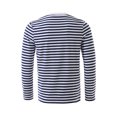 thumbnail image 3 of INSPIRE CHIC T-shirt à Manches Longues à Col Ras du Cou Rayé pour Homme en Coton, Haut à Enfiler Bleu Marine 50, 3 of 7