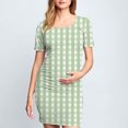 thumbnail image 1 of Ovzne Robes Grande Taille pour Femmes Courbes Robe d'Été Femme Jupe de Maternité Plissée Imprimée à Manches Courtes Col Rond Mi-Mollet Robe Maxi Grande Taille Manches Courtes Imprimée, 1 of 7