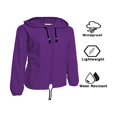 thumbnail image 4 of Veste Imperméable Légère pour Femmes, Couleur Unie, Fermeture Éclair devant, Coupe-Vent, 4 of 6