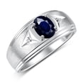 thumbnail image 3 of RYLOS Men's Rings Sterling Silver Classic 8X6MM Oval Gemstone &  Diamond Ring Sapphire September Birthstone Rings For Man Silver Rings Size 13, 3 of 7