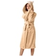 thumbnail image 1 of Teissuly Peignoirs pour Femmes Mode Allongée Garde au Chaud Col Châle Même Style Pyjama à Capuche Manches Longues Robe de Nuit Unie, 1 of 7