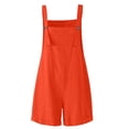 thumbnail image 3 of Salopettes d'Été Décontractées pour Femmes à Bretelles Ajustables en Coton et Lin, Combishorts Courts Unis, Combinaisons/rompers avec Poches, 3 of 4