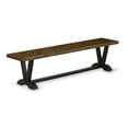 thumbnail image 1 of Pemberly Row V-Style 15x72" Wood Dining Bench in Black/Brown, 1 of 5