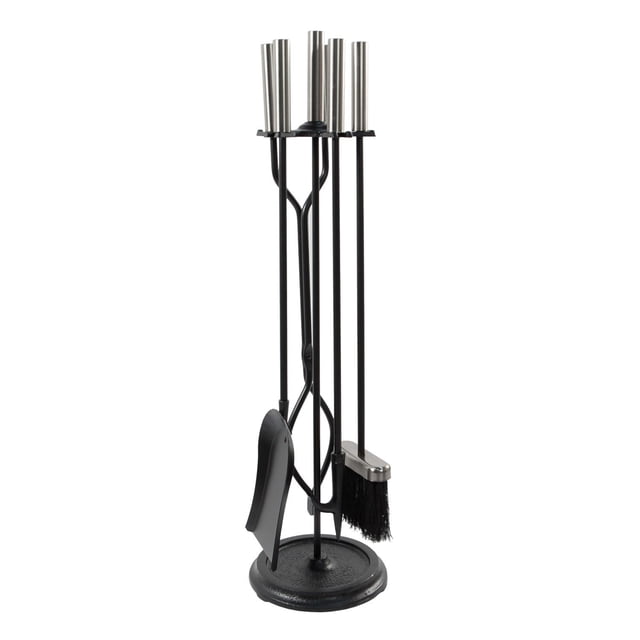 Minuteman International Neoclassic Outils de Foyer, Chrome Poli et Noir