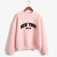 thumbnail image 2 of HNMKIU Women's Tops Autumn Winter O Neck Solid Color Printed Long Sleeve Pullover Sweatshirt, 2 of 4