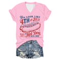 thumbnail image 1 of TSADFHJI Hauts Fluides en Mousseline Blouses pour Femmes T-Shirt à Col Rond pour Femmes à Lettres Imprimées Manches Courtes Col Rond Haut TTG, 1 of 3