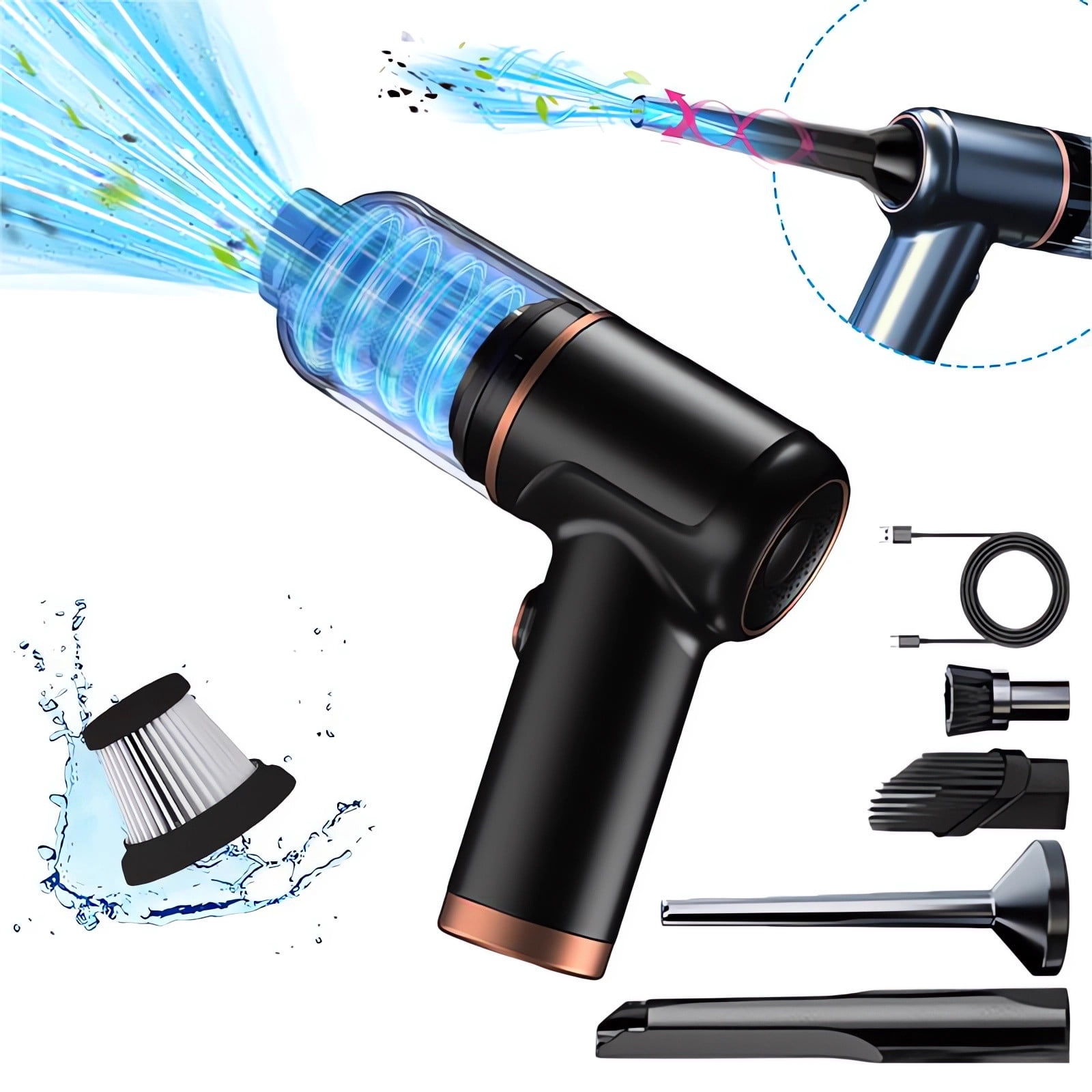Suncoda Vacuum Cleaner, Cleaning Supplies Mini Vacuum Wireless Handheld Car Vacuum Cleaner Rechargeable Strong Suction Dry Use for Car Keyboard USB Charging Cable Included