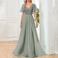 thumbnail image 4 of Gspmoly Robes d'Été pour Femmes 2025, Robe d'Été Unie à Manches Courtes et Col en V pour Femmes, Robes de Travail pour Femmes Économies d'Été, 4 of 7
