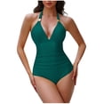 thumbnail image 2 of TIMIFIS Swim Suits 2025 - Womens Ones Piece Tummys control Swimsuit Ruched Push Up V Neck High Waisted Bathing Suit, 2 of 5