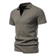 thumbnail image 3 of Birdeem Mode Hommes Décontracté Slim Col Rabattu Couleur Unie Manches Courtes T-Shirt Hauts Blouse, 3 of 8