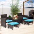 thumbnail image 3 of Costway Ensemble de Mobilier de Terrasse en Rotin 5 Pcs Pouf Coussin avec Housse Gain de Place Turquoise, 3 of 10