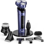 5-in-1 Electric Shaver for Men - Rechargeable Rotary Razor Kit with Beard Trimmer, Nose Hair Trimmer, Facial Brush, Waterproof Wet & Dry Grooming, USB Rechargeable
