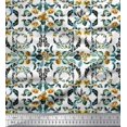 thumbnail image 1 of Soimoi Rayonne Tissu Couronne, Feuilles & Fleurs Roses Tissus Imprimés par Yard 56 Pouces de Large, 1 of 3