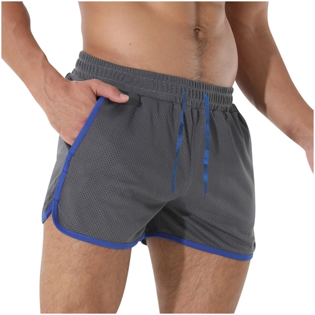 Plebaso Men's Mesh Running Shorts Workout Breathable Beach Shorts Athletic Training Shorts with Pockets