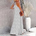 thumbnail image 3 of Pompotops Robe Maxi d'Été pour Femme à Ourlet Haut-Bas à Volants, Bretelles Spaghetti, Imprimée, Fluide, Longue, de Plage, 3 of 8