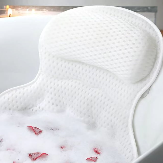 Bath Product Category Bath Pillow for Tub Neck and Back Support with Fast Drying Mesh Fabric and 6 Non Suction Cups Tub Cushion for Relaxation in Bath Accessories Platform Style