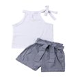 thumbnail image 1 of Petites Filles Hauts Sans Manches à Rayures Shorts Larges avec Nœud 1-6 Ans, 1 of 6