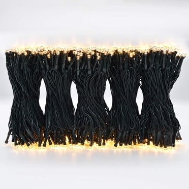 500 LED Warm White Christmas Lights Indoor, 8 Modes Christmas String Lights Outdoor Waterproof, Christmas Tree Lights Green Wire, Connectable Christmas Twinkle Lights Plug in