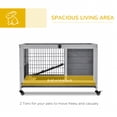 thumbnail image 4 of PawHut Wooden Indoor Rabbit Hutch on Wheels with Run, Grey, 4 of 10