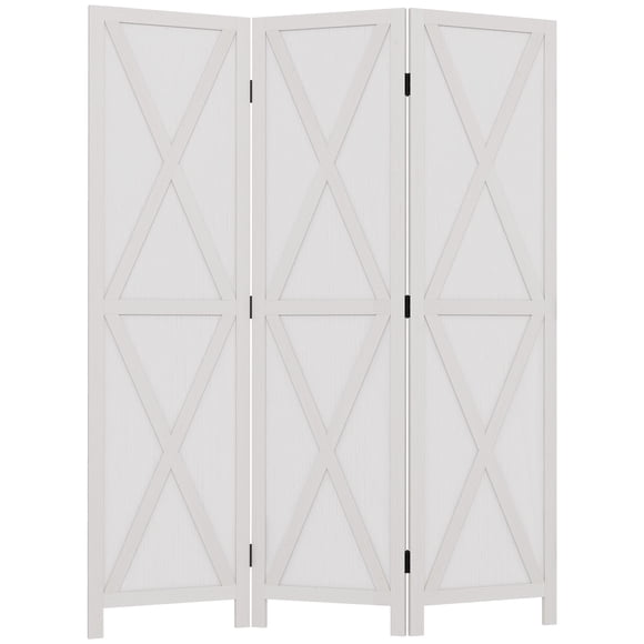 CoSoTower 3-panel Wall Partition Farmhouse Room Separator with Foldable Design Wooden Frame 5.6FT, White