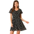 thumbnail image 1 of INSPIRE CHIC Women's Floral Lace-up Chiffon Dress, 1 of 6