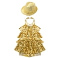 thumbnail image 3 of Yeahdor Robe de Danse Sans Manches à Sequins et Volants pour Filles, Combinaison Moderne Jazz Latin Salsa avec Chapeau Or 12, 3 of 5