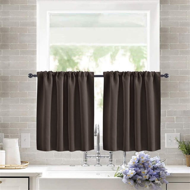 Iumwxz Curtains Living Room Bedroom Kitchen Solid Partition Divider Home Window Panel Easy Wash Durable High Quality Fabric Versatile Anti Fading 2 Pack Brown