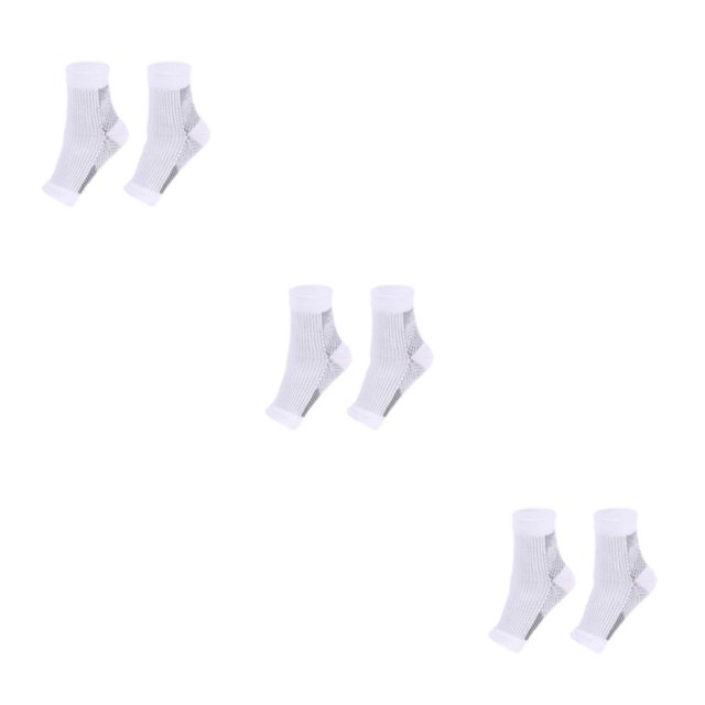 Ruiboury 2a Set Of 2 Non-skid Compression Socks For Ankles Brace Comfortable To Wear white S/M 3Set