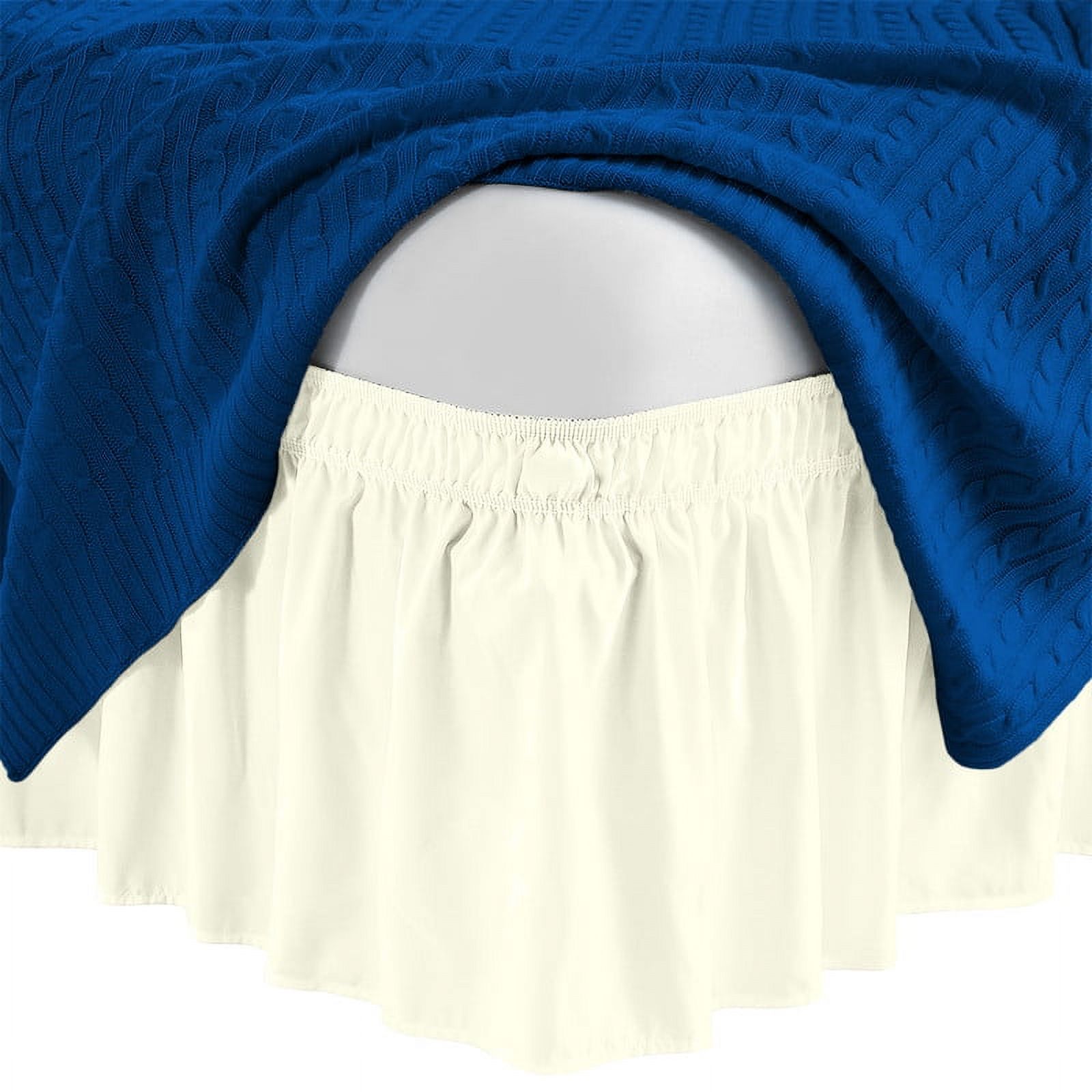 Wrap Around Bed Skirt 21" inch Drop Easy Care Microfiber Made Bedskirts (Queen-Ivory)