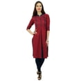 thumbnail image 2 of Phagun Kurti Droite à Col Mandarin pour Femmes, Motif Uni, Robe Ethnique Indienne de Designer, 2 of 7