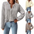 thumbnail image 3 of Pulls à Manches Longues et Manches Longues avec Poches en Tricot Crop Cardigans, 3 of 6