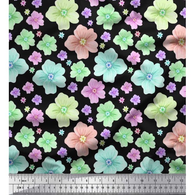 Soimoi Rayon Fabric Artistic Floral Print Fabric by Yard 42 Inch Wide