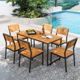 thumbnail image 1 of Gymax 7 PCS Outdoor Dining Set for 6 Acacia Wood Rectangular Table & 6 Armless Chairs, 1 of 9
