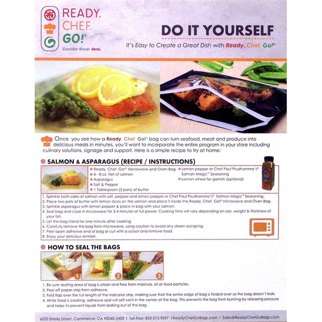 Ready,Chef Go! , Sacs de Cuisson en Glassine Seal and Cook, Lot de 10