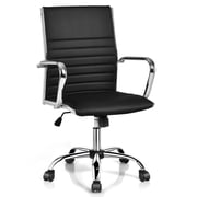 Gymax PU Leather Office Chair High Back Conference Task Chair w/Armrests Black